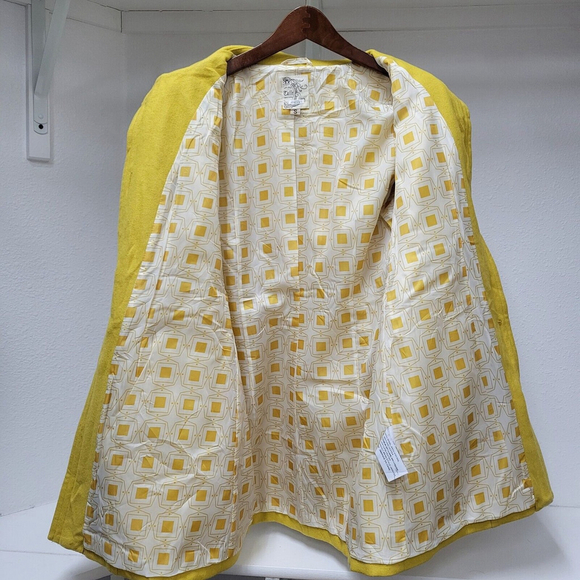 Tulle Front Button Coat Yellow Women's Size Small. Excellent Condition Pre-owned - Picture 9 of 10